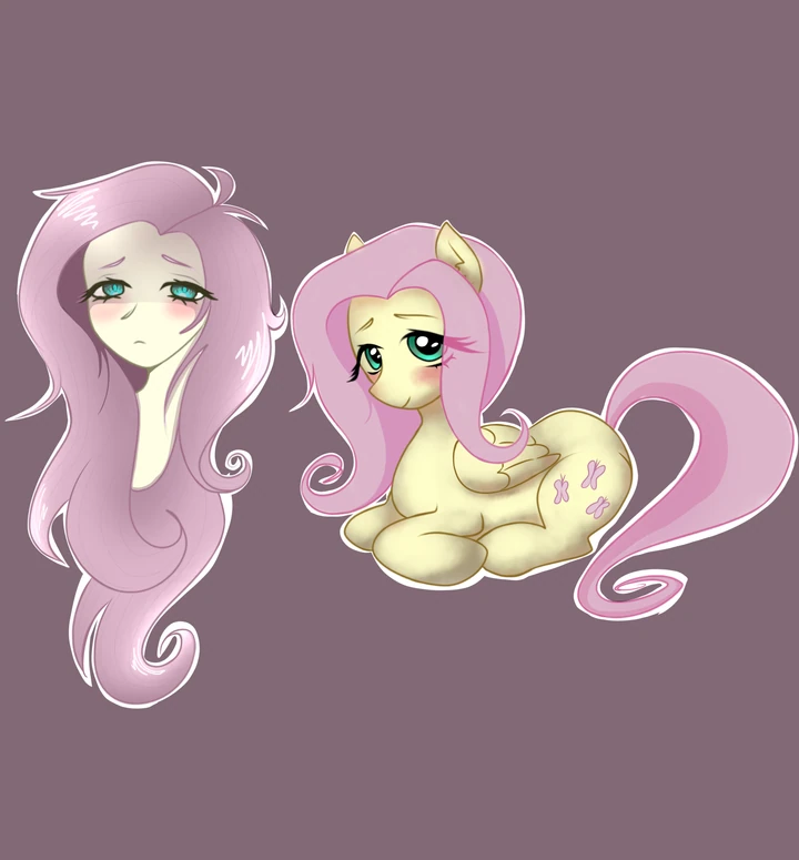 Ilustración: Dos interpretaciones de un personaje de cabello rosado junto a una pequeña poni amarilla.